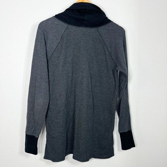 Eddie Bauer Thermal Cowl Neck Shirt Womens Large Gray Long Sleeve Waffle Knit - Picture 6 of 10